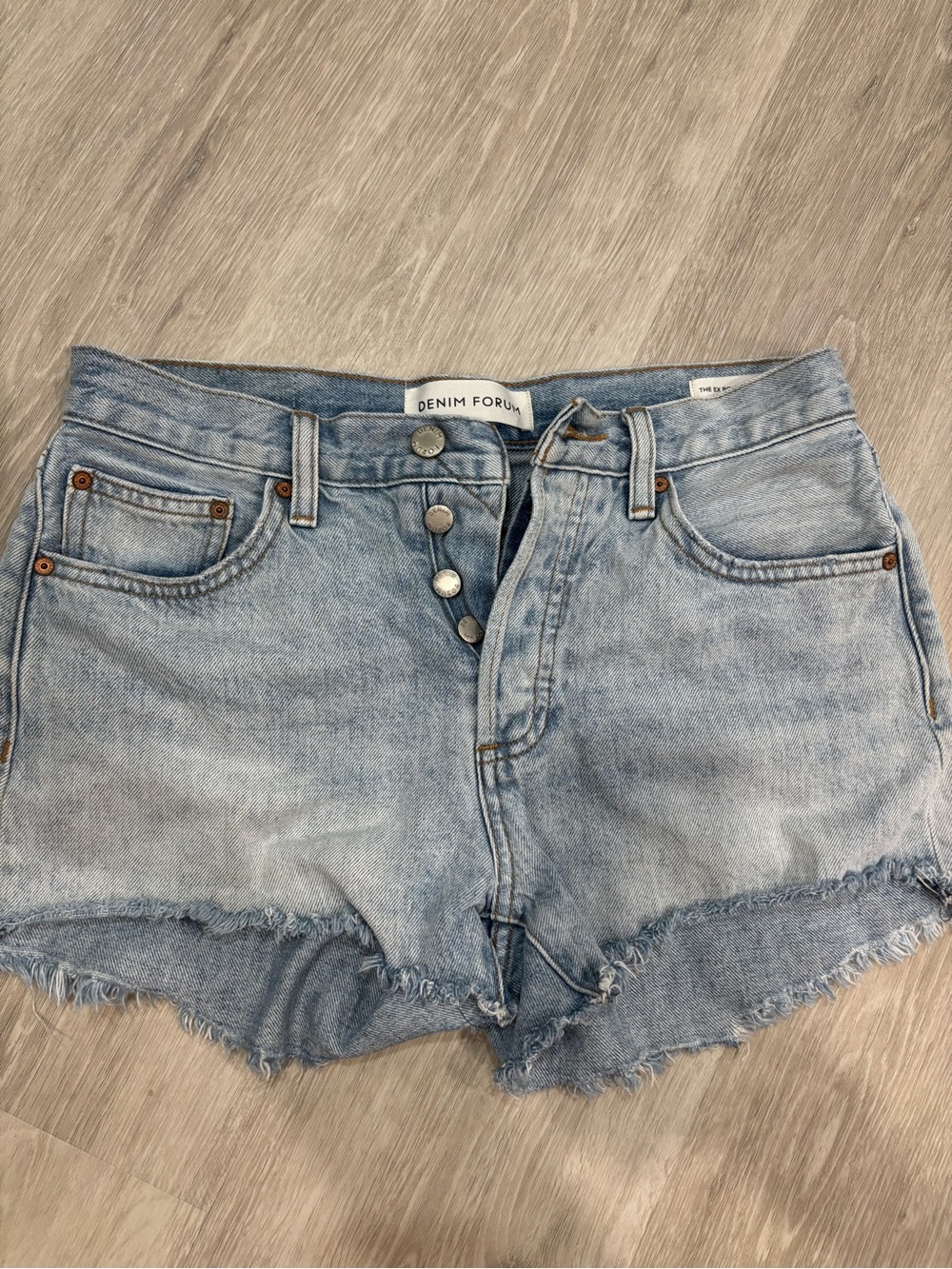 Denim Forum Light Blue High-Rise Cutoff Jean Shorts